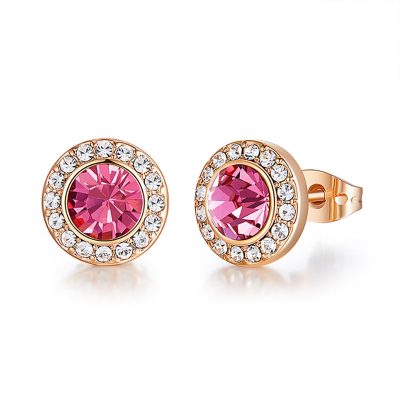 Gold-plated rose swarovski earrings