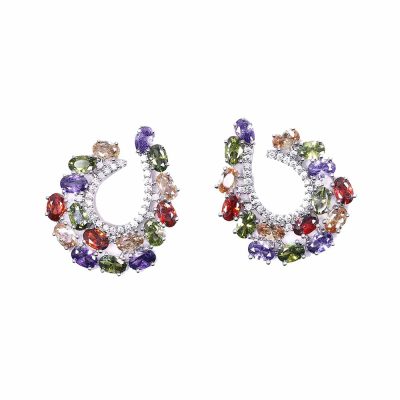 Silver-tone swarovski rainbow earrings