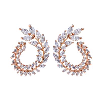 Rose earrings with zirconia stones