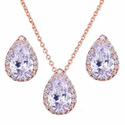 Rose drop necklace with earrings