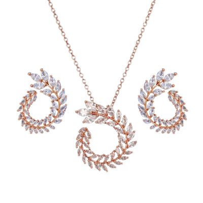 Rose Necklace and Earrings Set