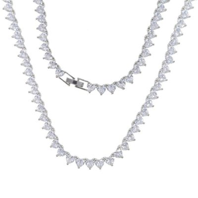 White hearts tennis necklace