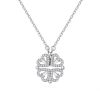 White clover four heart necklace