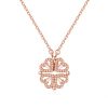 Rose clover four heart necklace