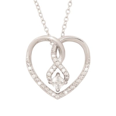 Silver-tone Infinity heart necklace with zirconia