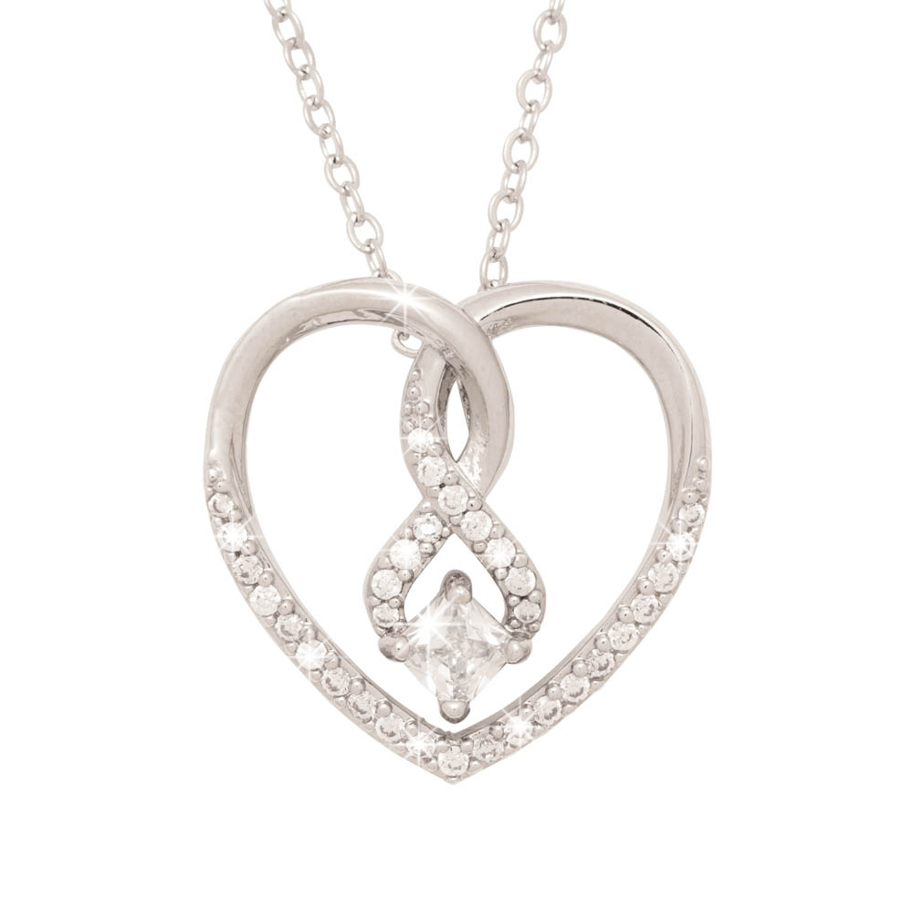 Zilverkleurige Infinity Hartketting met zirkonia Silver-tone Infinity heart necklace with zirconia