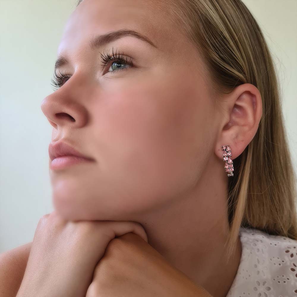 Roze Swarovski Oorbellen Roze Swarovski Oorbellen